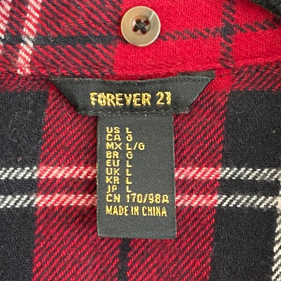 Forever 21 Thick Red Black Plaid Flannel Patches L - Picture 9 of 10